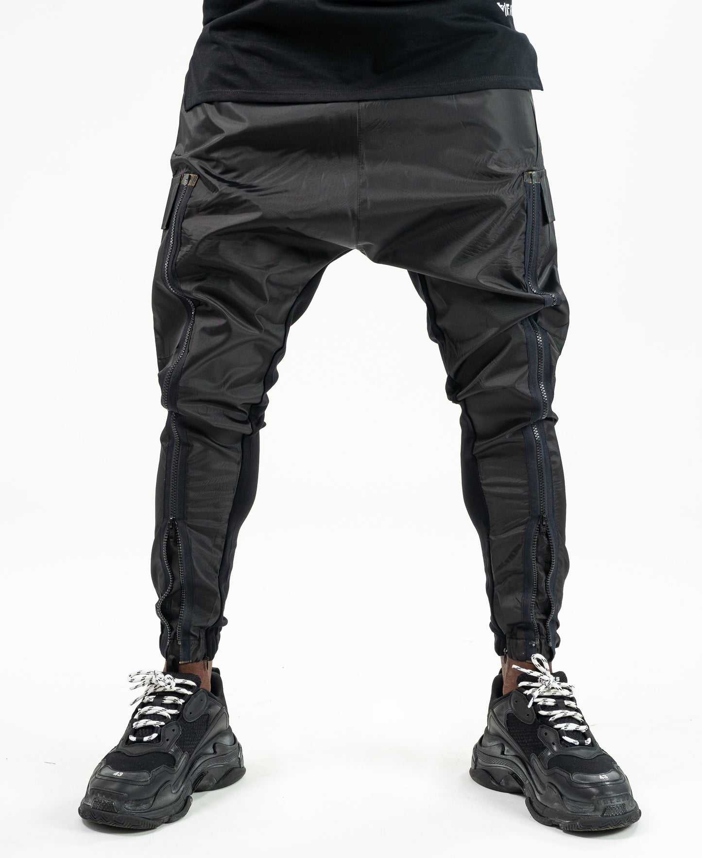 Special black trousers with zip on the front - Fatai Style