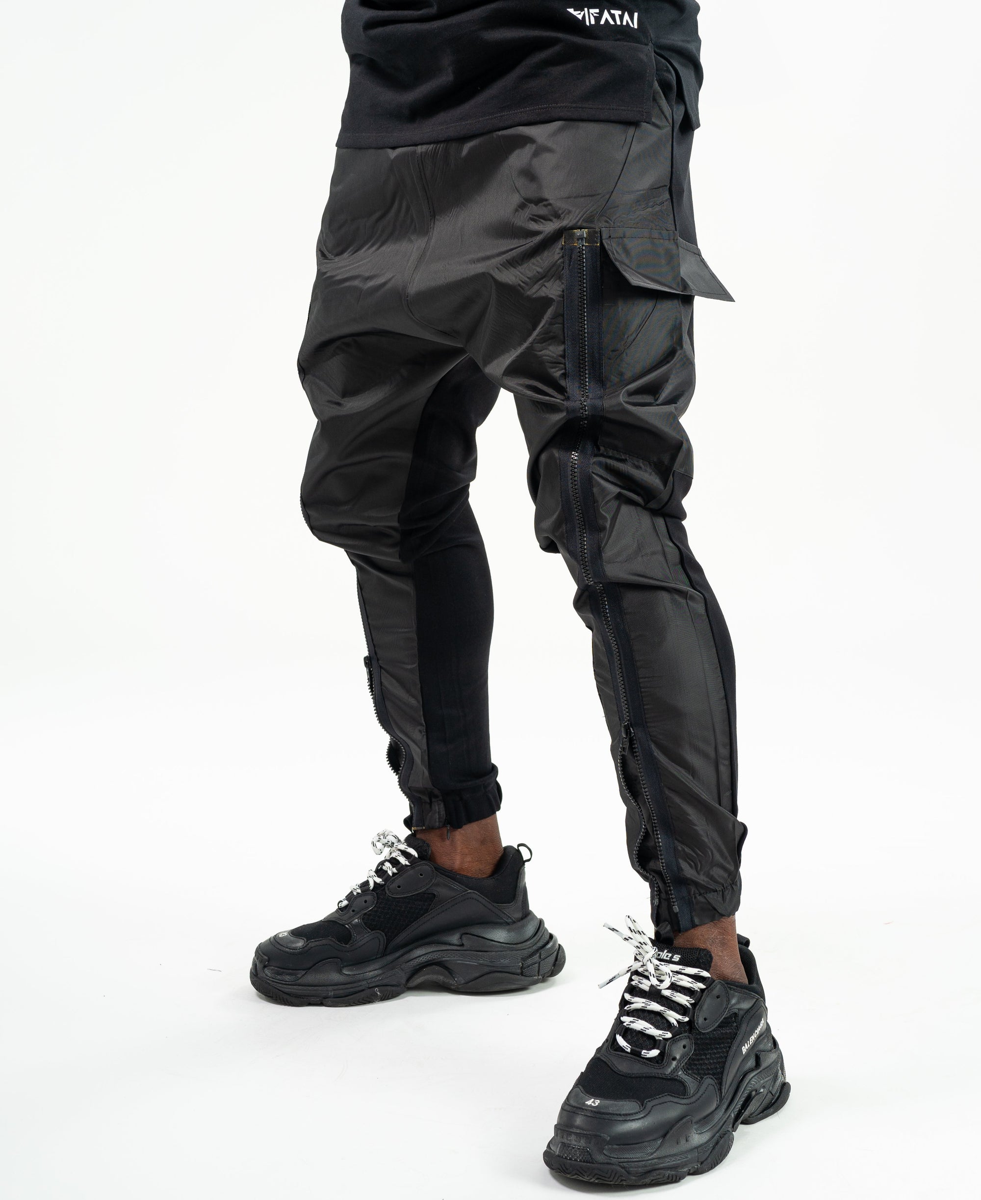 Special black trousers with zip on the front - Fatai Style