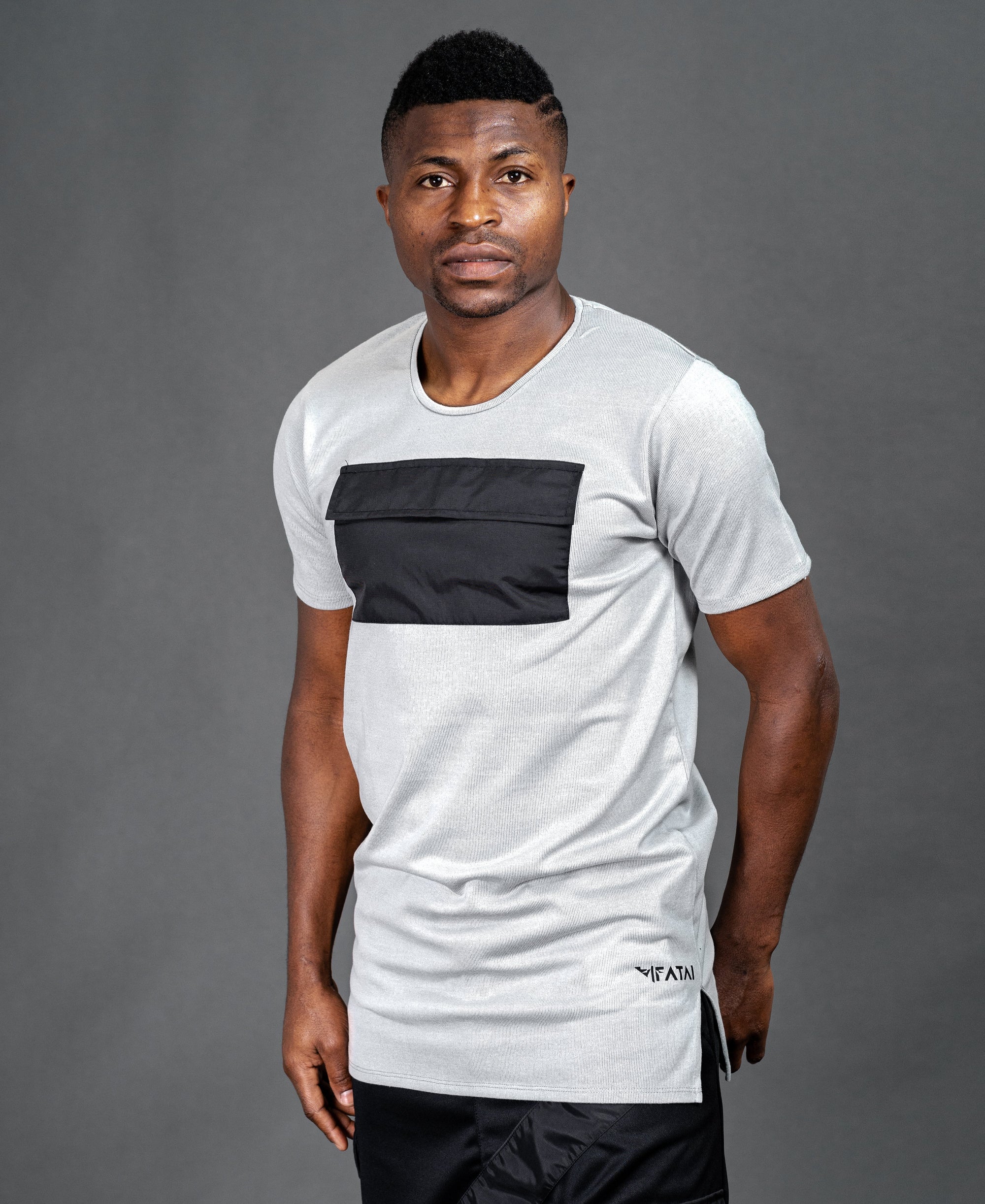 Grey t-shirt with black pocket - Fatai Style