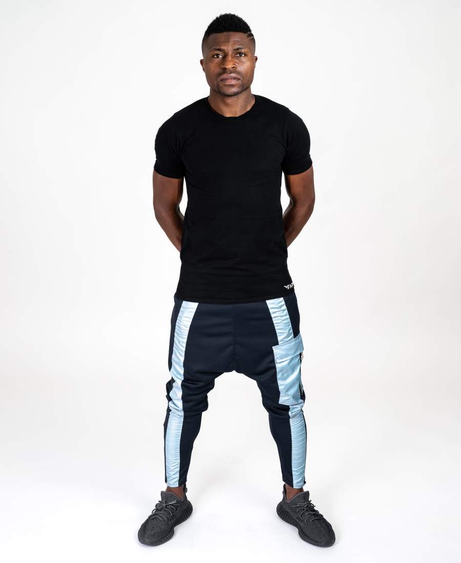 Bleumarin trousers with straight blue line and one pocket - Fatai Style