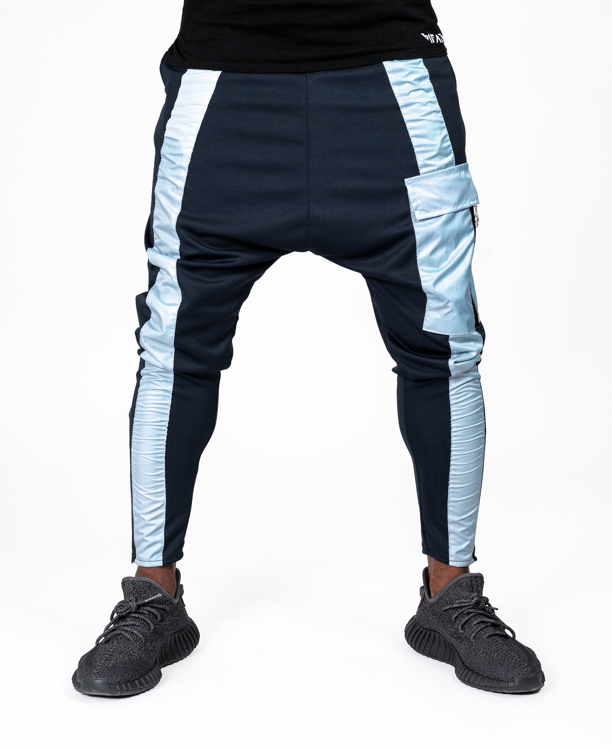 Bleumarin trousers with straight blue line and one pocket - Fatai Style