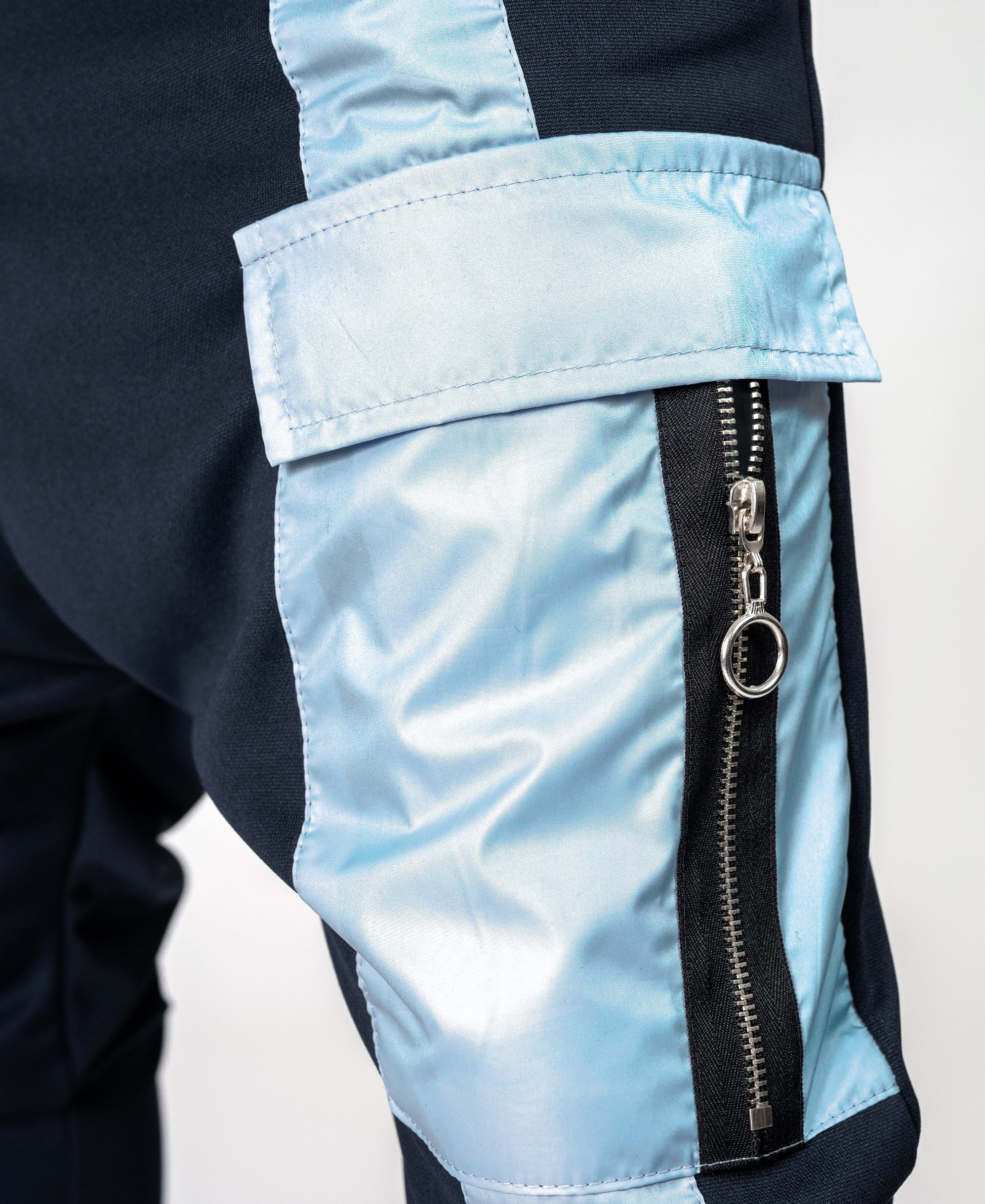 Bleumarin trousers with straight blue line and one pocket - Fatai Style