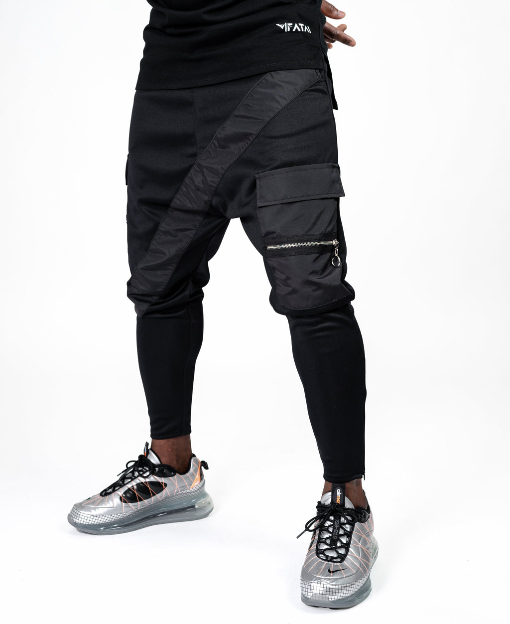 Black trousers with black long line and pockets - Fatai Style