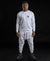 White tracksuit with printed text