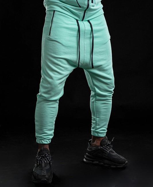 Pantaloni verde menta cu fermoar la buzunare