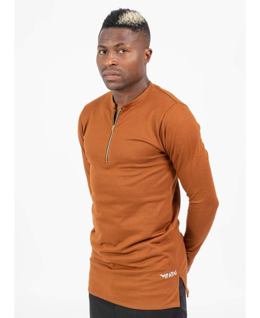 Brown Shirt with Zip - Fatai Style